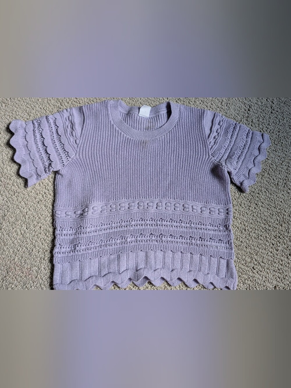 GAP Lilac Short-Sleeve Crewneck Knit Sweater